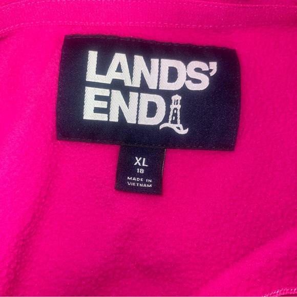 Lands End Fleece Sweatshirt Pink Women’s 1/4 Zip Pullover Size XL - Picture 3 of 8